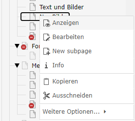 Neue Unterseite erstellen Screenshot neue Unterseite erstellen