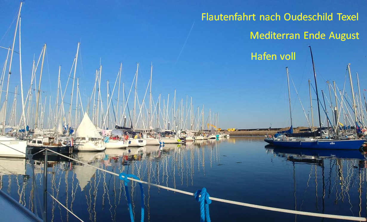 Tidengerecht in Oudeschild angekommen, könnte auch irgendwo am Mittelmeer sein, heiß, kaum Wind und voller Hafen