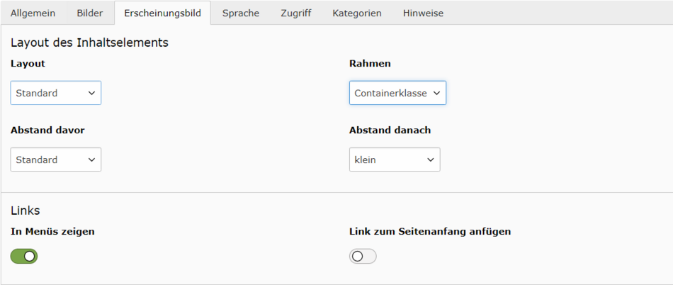 Erscheinungsbild anpassen Screenshot Erscheinungsbild anpassen