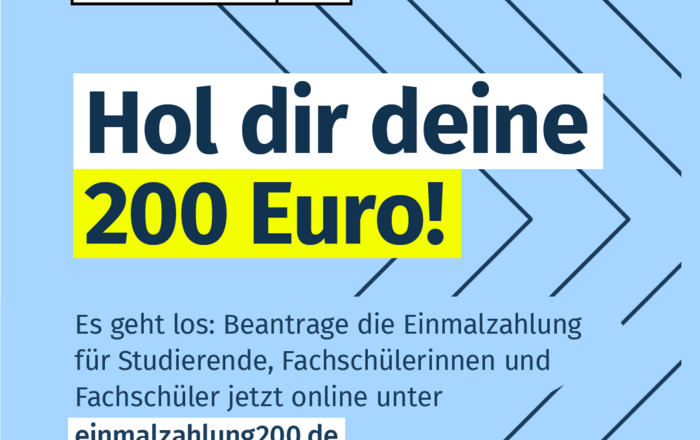 Plakat zur Webseite Seite einmalzahlung200.de Mit dem Spruch Hol dir deine 200 Euro 