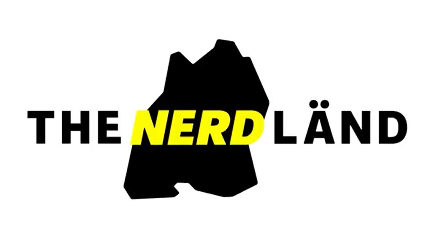 Auf einer weißen Fläche ist in schwarz das Land Baden-Württember abgebildet darüber steht in Schwarz auf Weiß beziehung Gelb auf Schwarz THE NERD LÄND