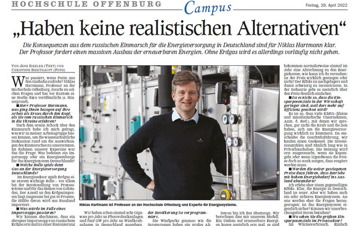 Ausschnitt der Zeitungsseite mit Interview