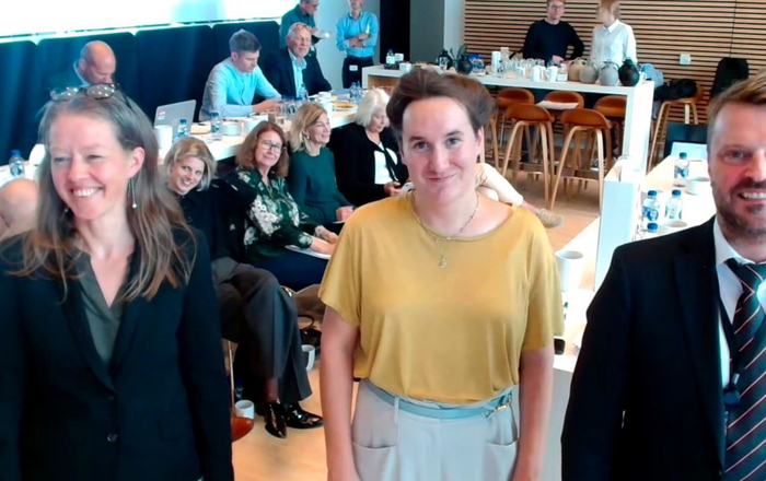 Prof. Klasen in a video conference with Grith Skovgaard Ølykke, Bob Jennekens and Dan Cleff