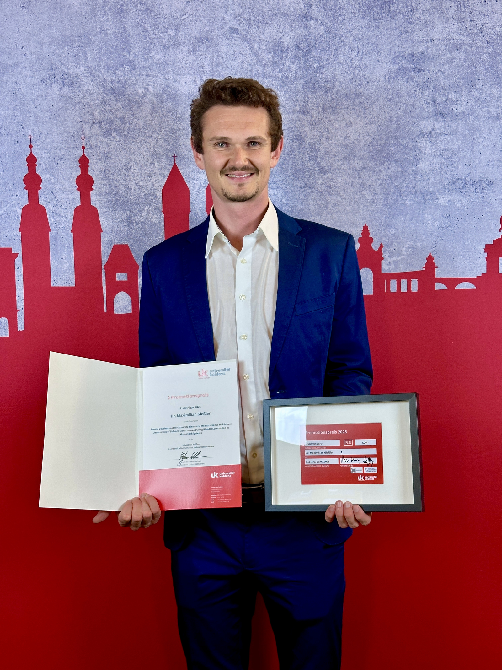 Maximilian Gießler bei der Preisverleihung an der Universität Koblenz