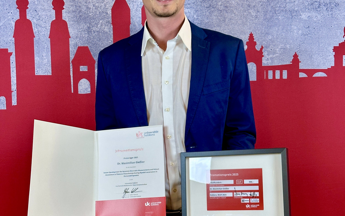 Maximilian Gießler bei der Preisverleihung an der Universität Koblenz