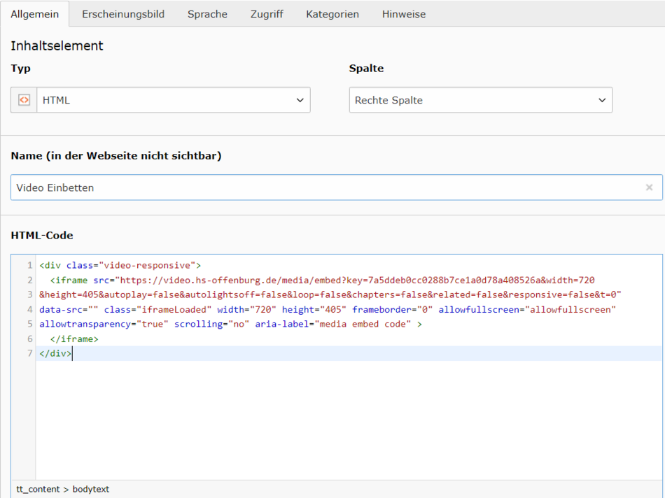 HTML-Code eingeben HTML-Code eingeben