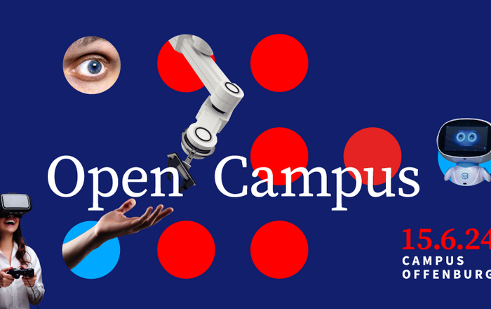Rote und hellblaue Kreise mit dem Schriftzug Open Campus