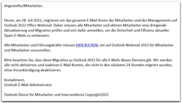 Beispiel Phishing-Mail