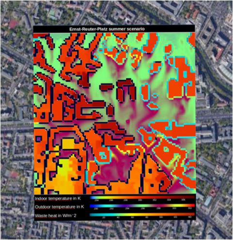 Stadklimasimulation des Ernst-Reuter-Platzes Berlin mit Innenraumklima