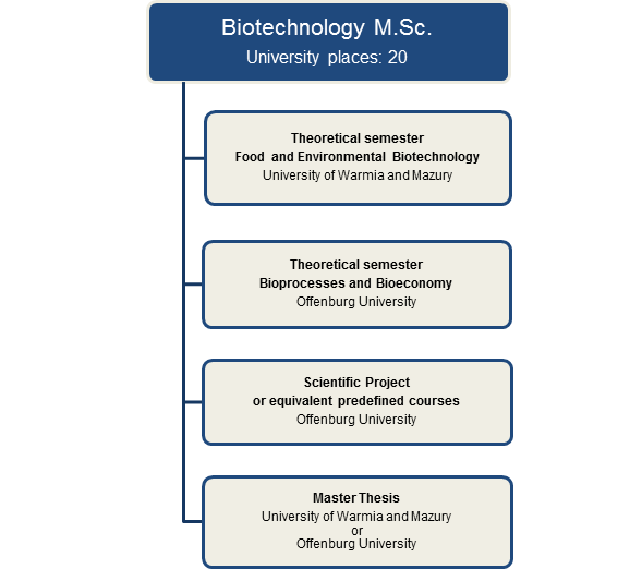 MBT Structure Biotechnology M.sc. University Places: 20 Theoretical semester: Food and environmental Biotechnology, Bio process and Bioeconomy, Scientific Project, Master Thesis