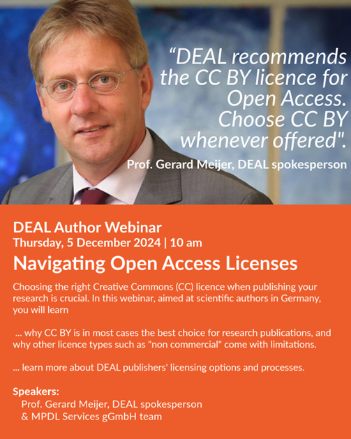Navigating Open Access Licenses am Donnerstag 5 Dezember um 10 Uhr